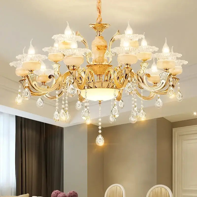 Gold Dolomite Floral Chandelier