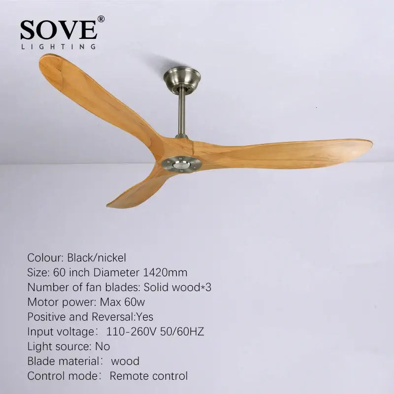 Nickel Wooden Ceiling Fan