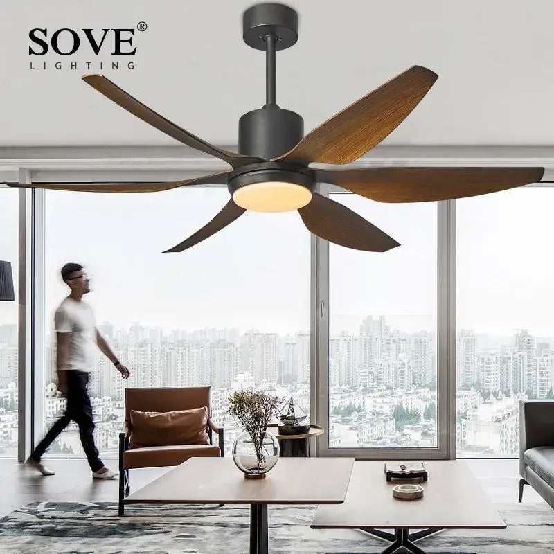 Brown LED Ceiling Fan 66-Inch Blades
