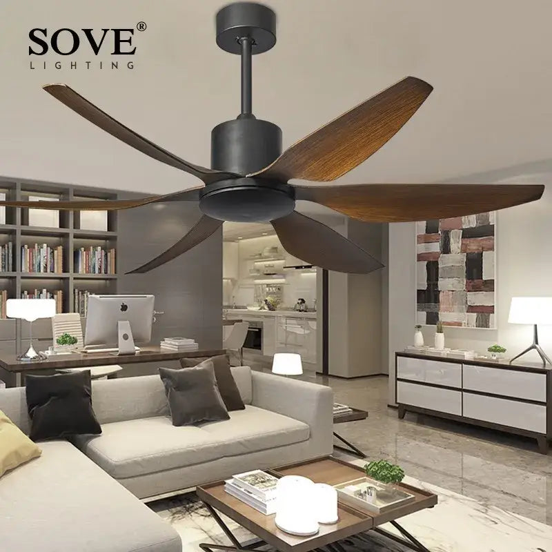 Brown LED Ceiling Fan 66-Inch Blades