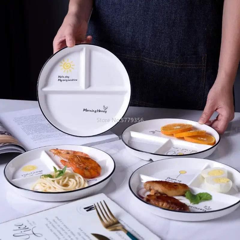 Ceramic Round Grid Plate