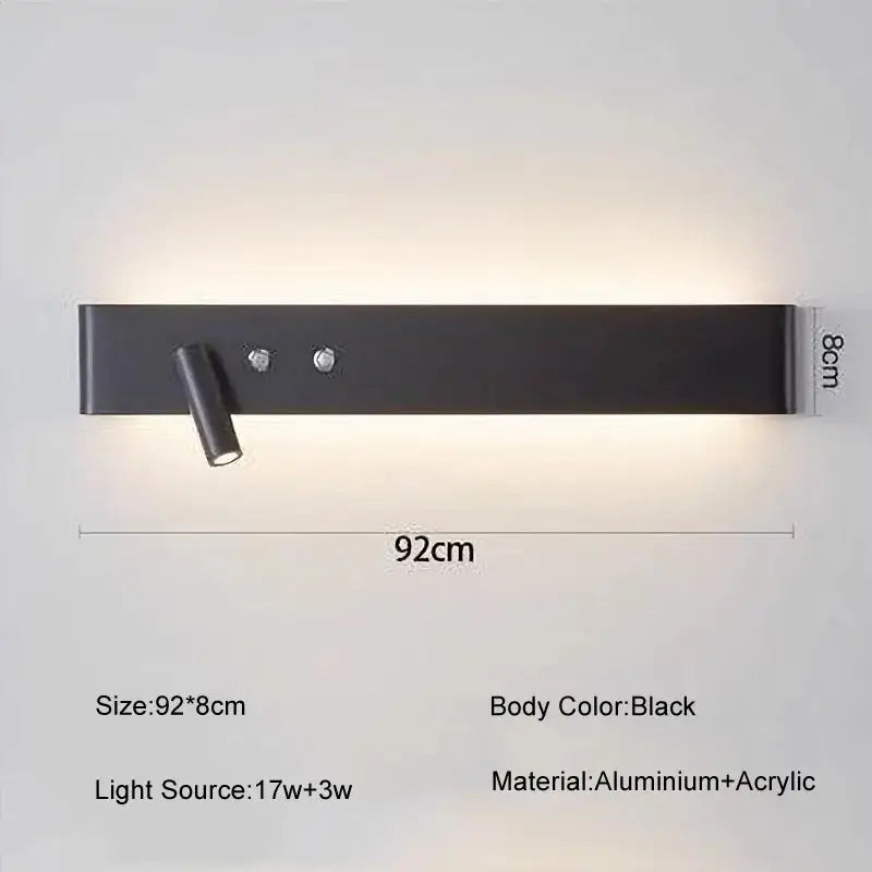 Black LED Wall Light 92cm