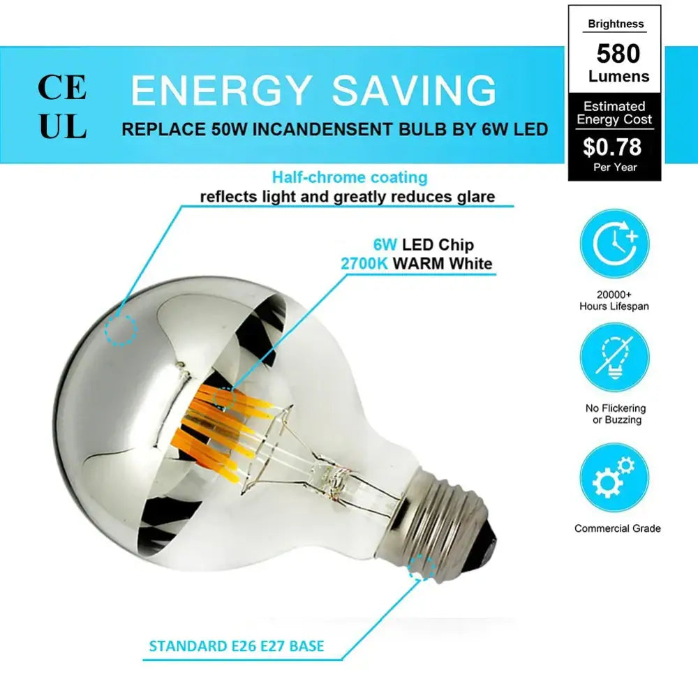 Silver LED Filament Bulbs