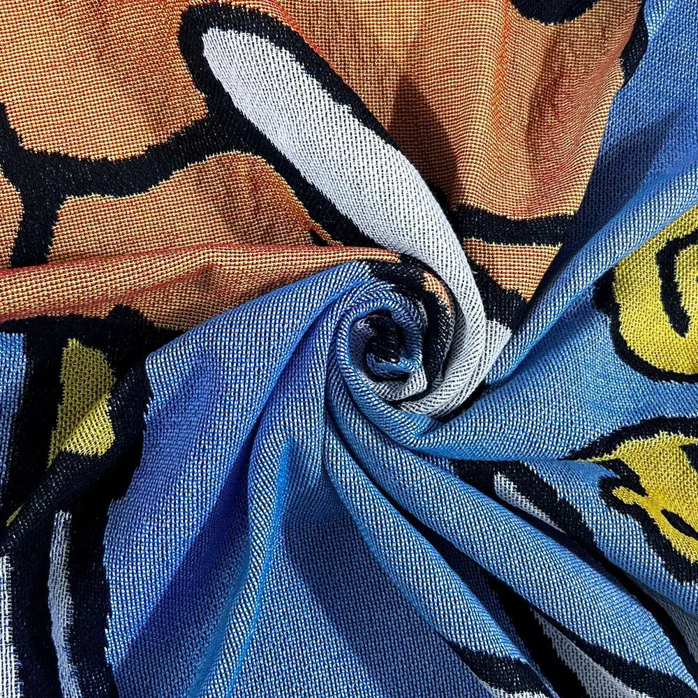 Blue Orange Tapestry Throw