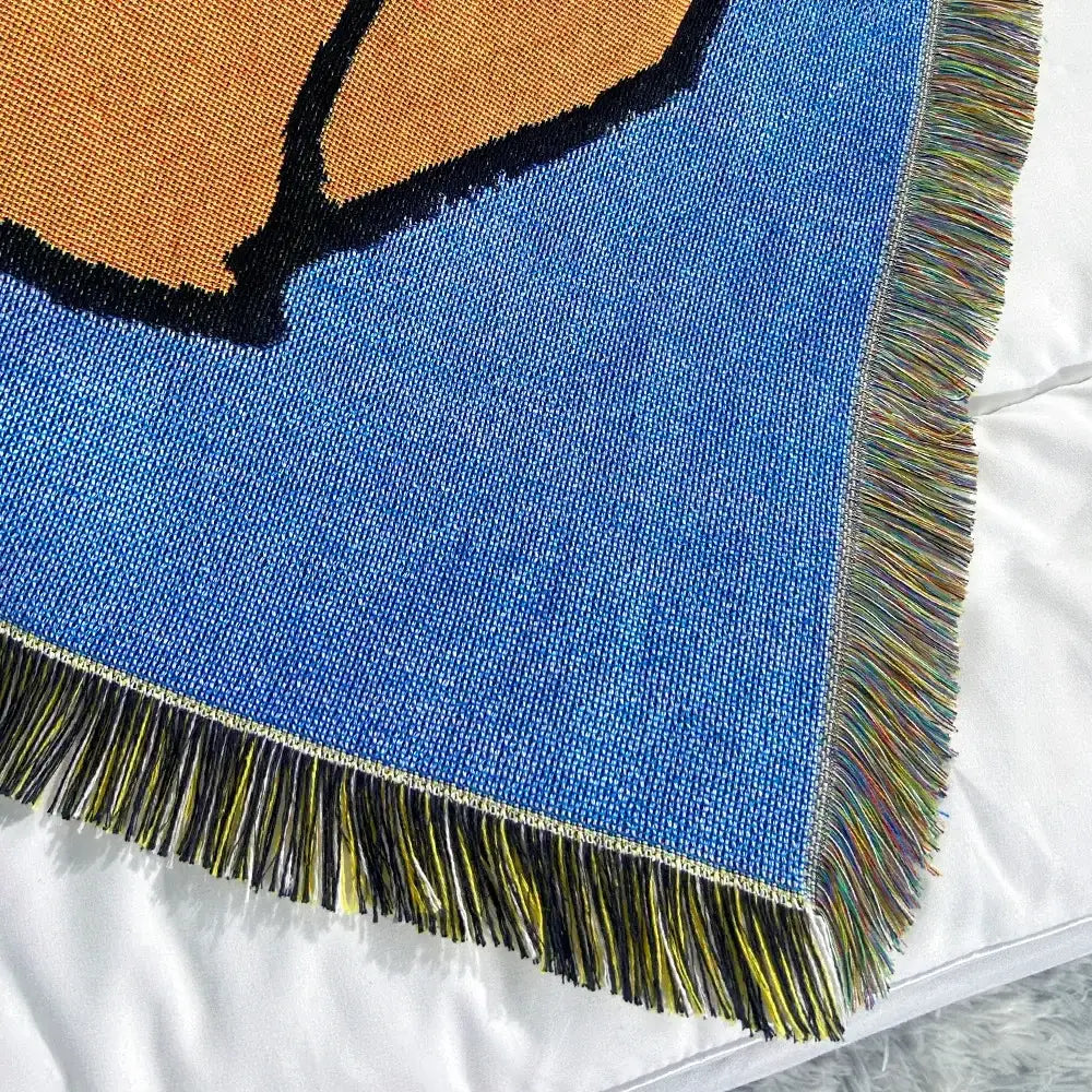 Blue Orange Tapestry Throw