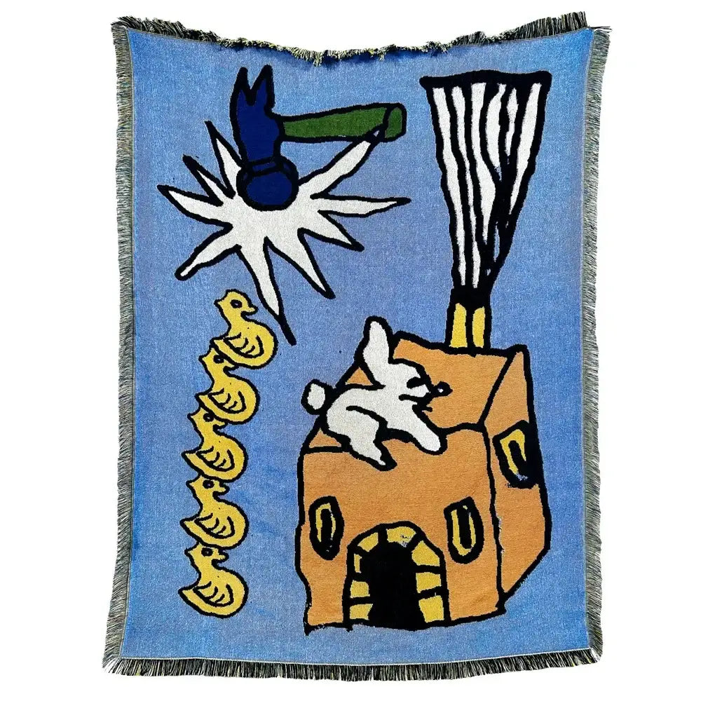 Blue Orange Tapestry Throw