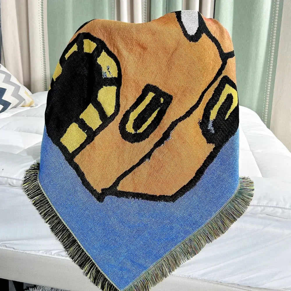 Blue Orange Tapestry Throw