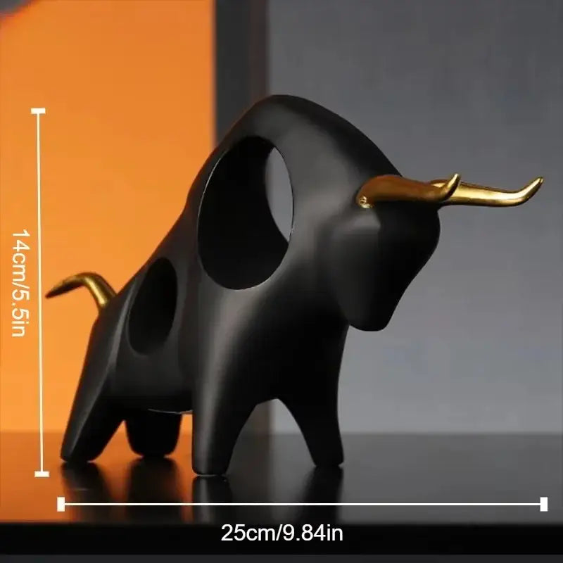 Black Gold Bull Sculpture