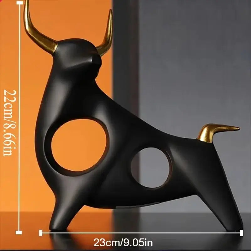 Black Gold Bull Sculpture
