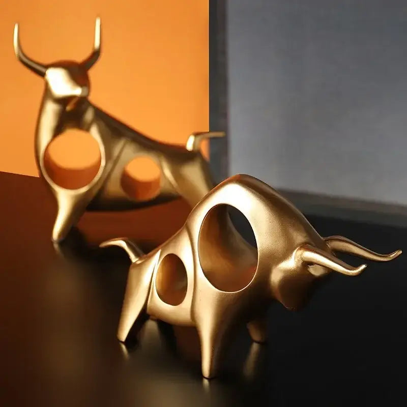Black Gold Bull Sculpture