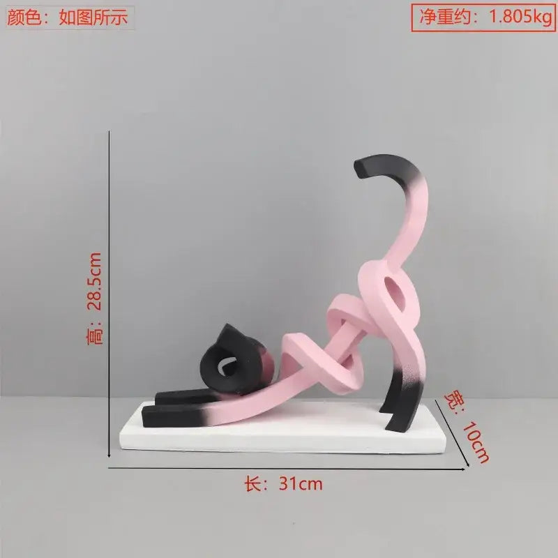 Pink Abstract Cat Sculpture