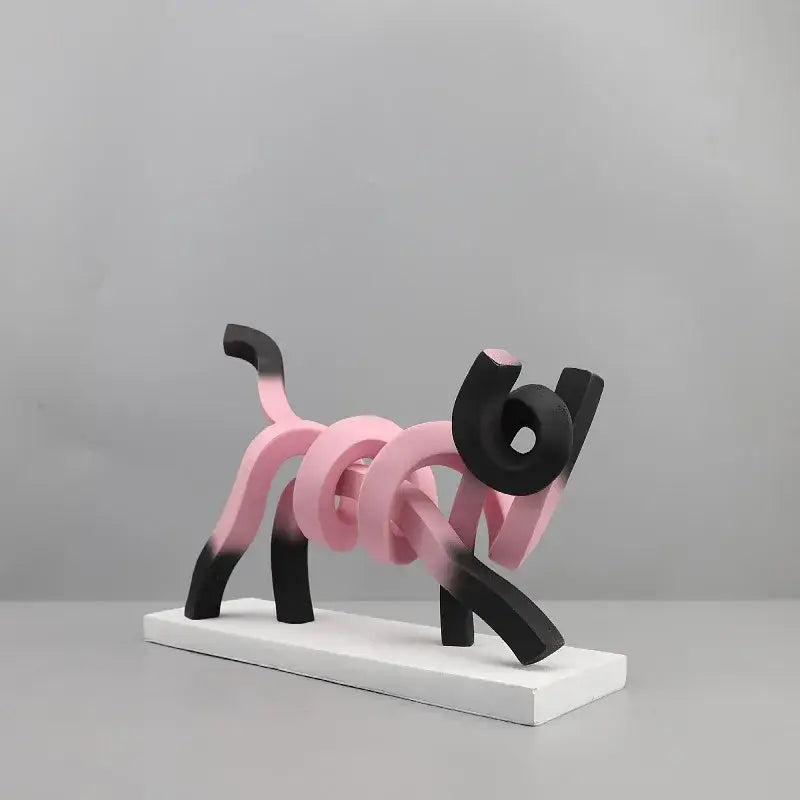 Pink Abstract Cat Sculpture
