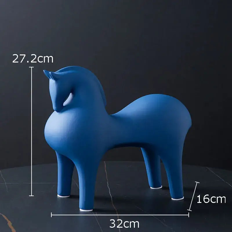Blue Ceramic Horse Sculpture