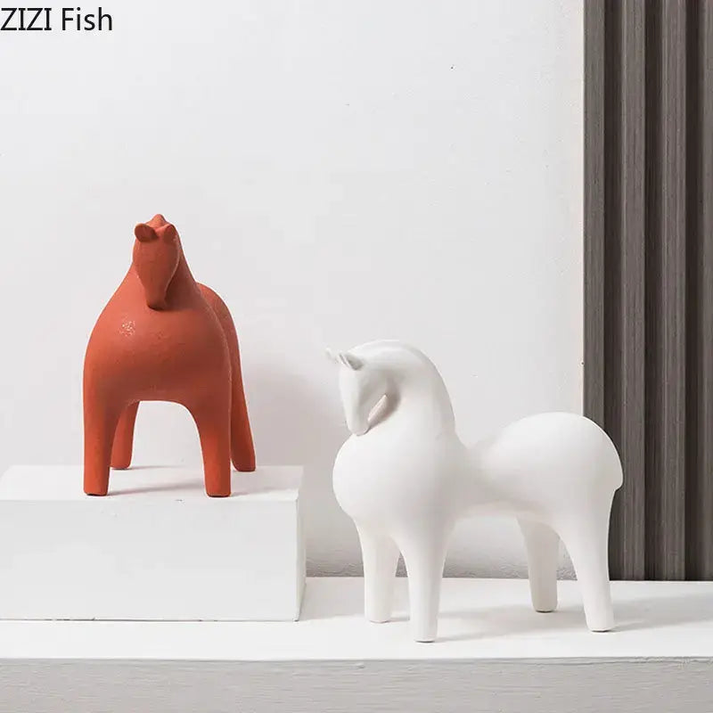 Blue Ceramic Horse Sculpture