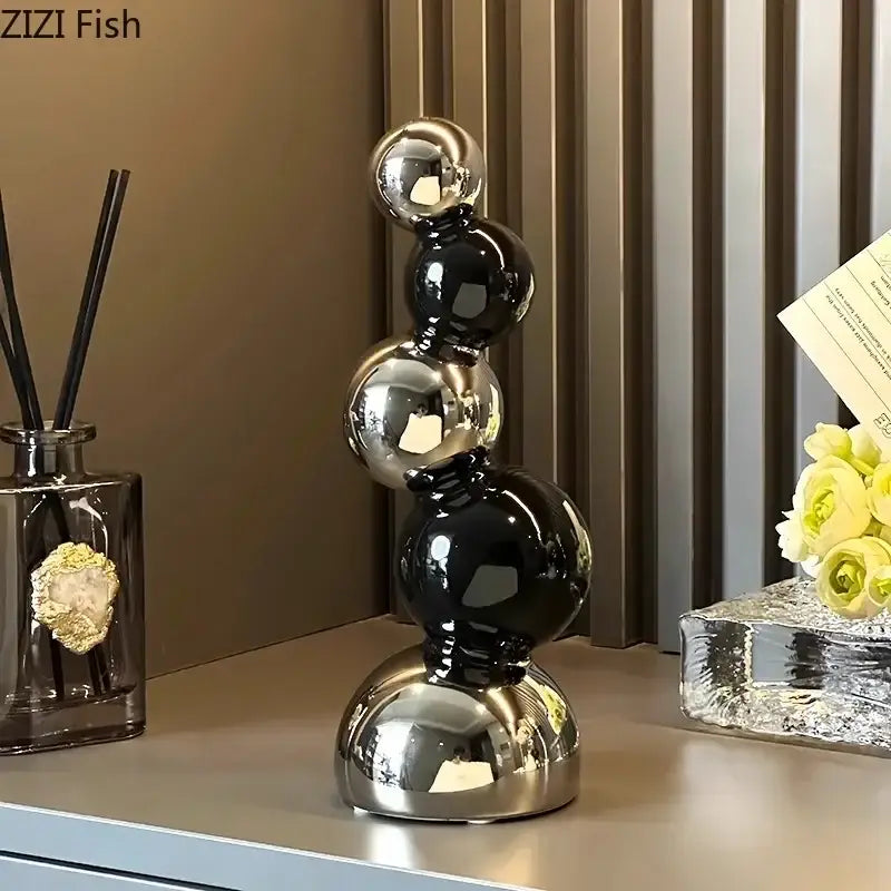 Silver Ceramic Abstract Sculpture