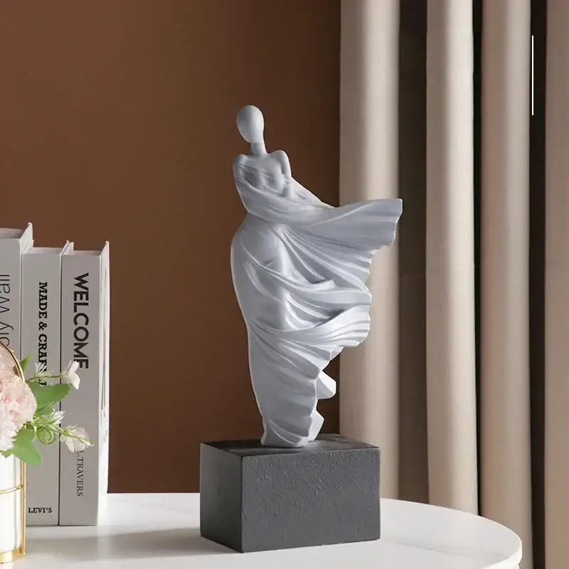 Gray Resin Dancer Sculpture