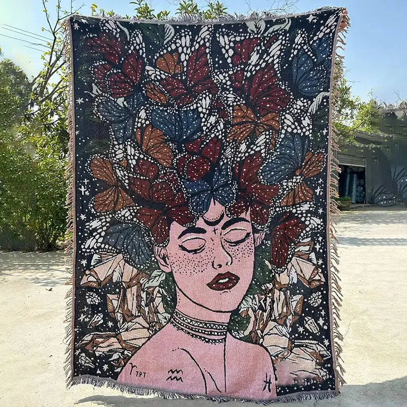 Abstract Face Throw Blanket