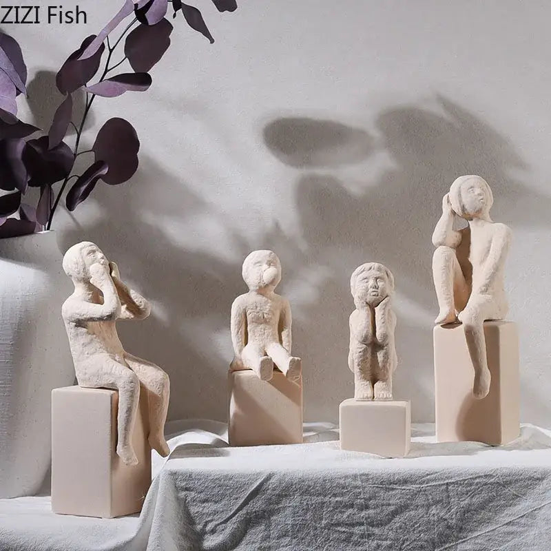 White Ceramic Family Sculpture