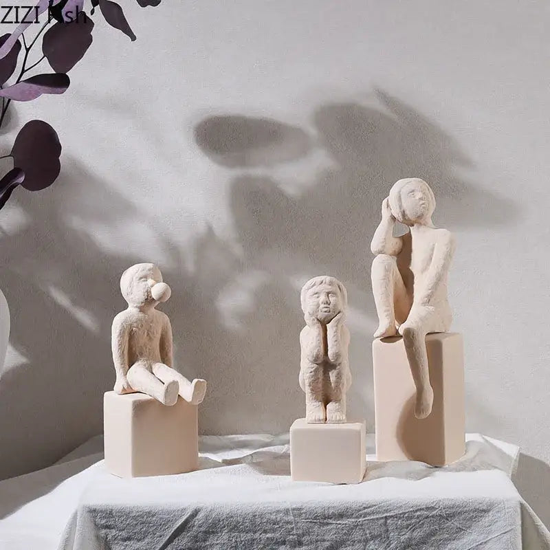 White Ceramic Family Sculpture