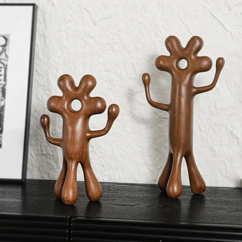 Brown Wooden Abstract Figurines
