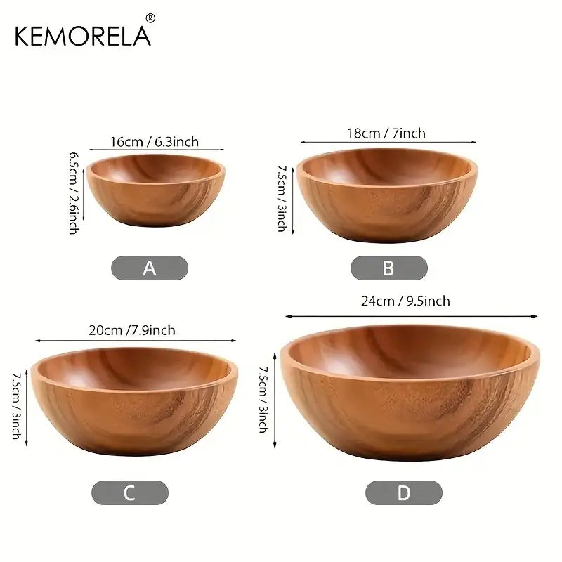 Acacia Wooden Salad Bowl Set