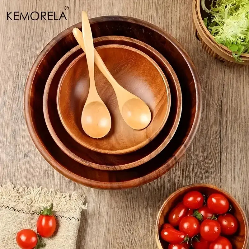 Acacia Wooden Salad Bowl Set