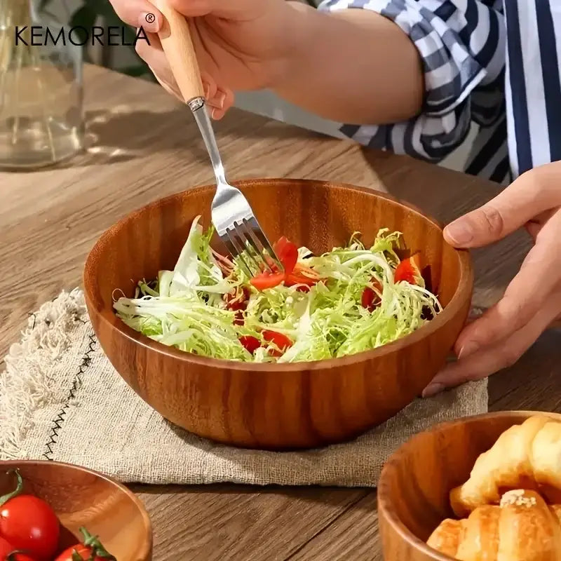 Acacia Wooden Salad Bowl Set