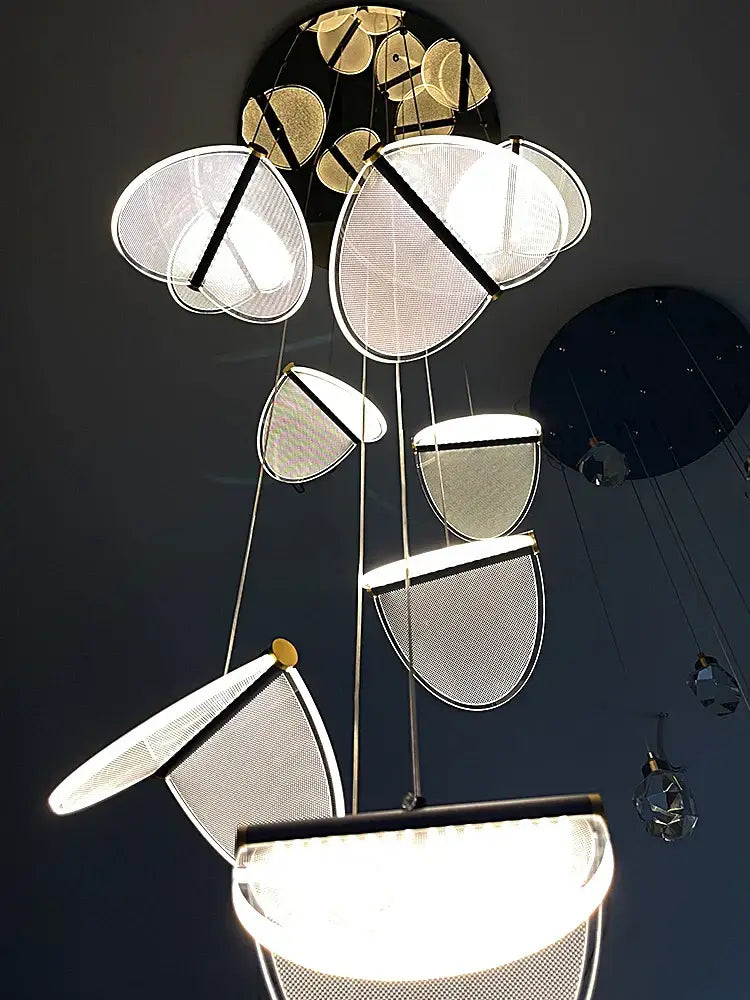 Metallic Mesh Stair Chandelier