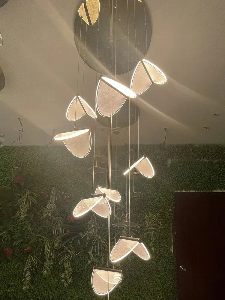 Metallic Mesh Stair Chandelier