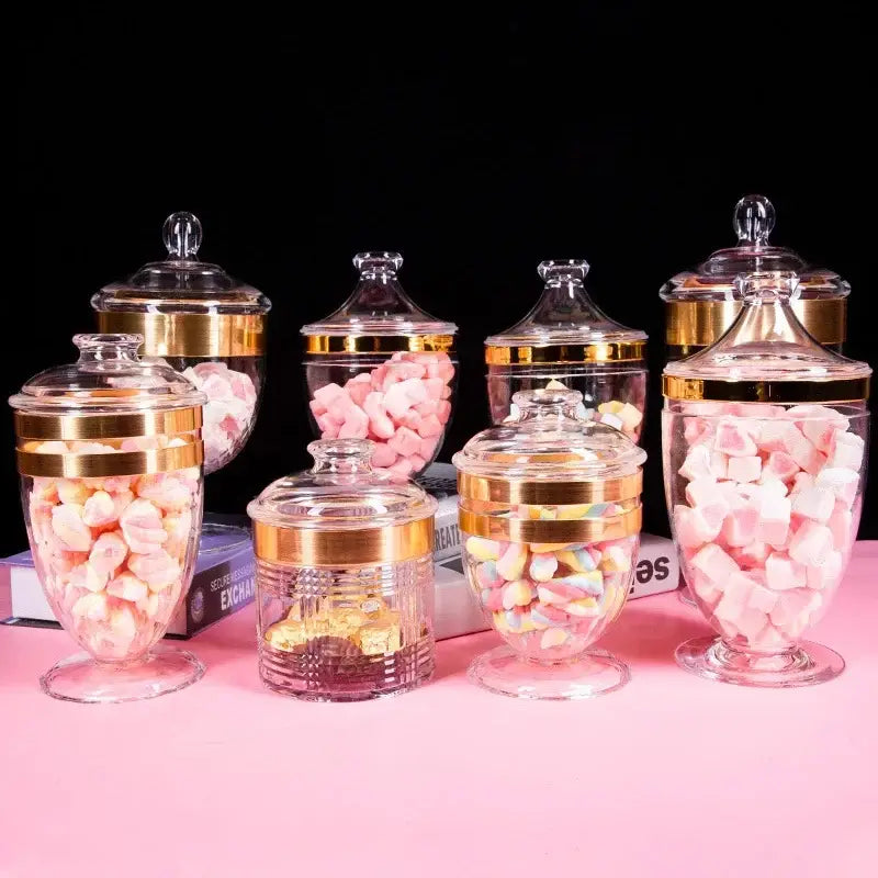 Gold Rim Acrylic Jars
