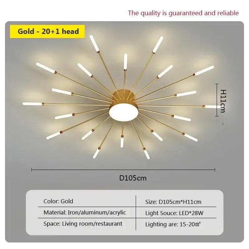 Gold Acrylic Sunflower Ceiling Lamp