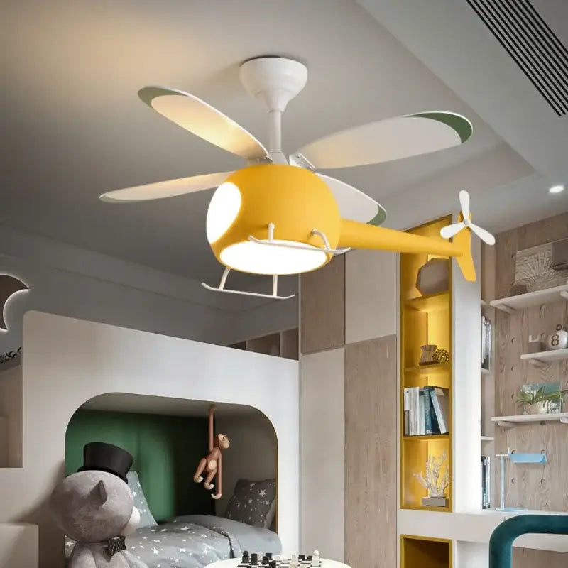 Blue Helicopter Chandelier Fan