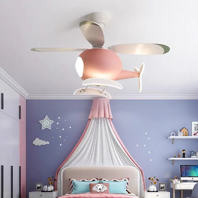 Blue Helicopter Chandelier Fan