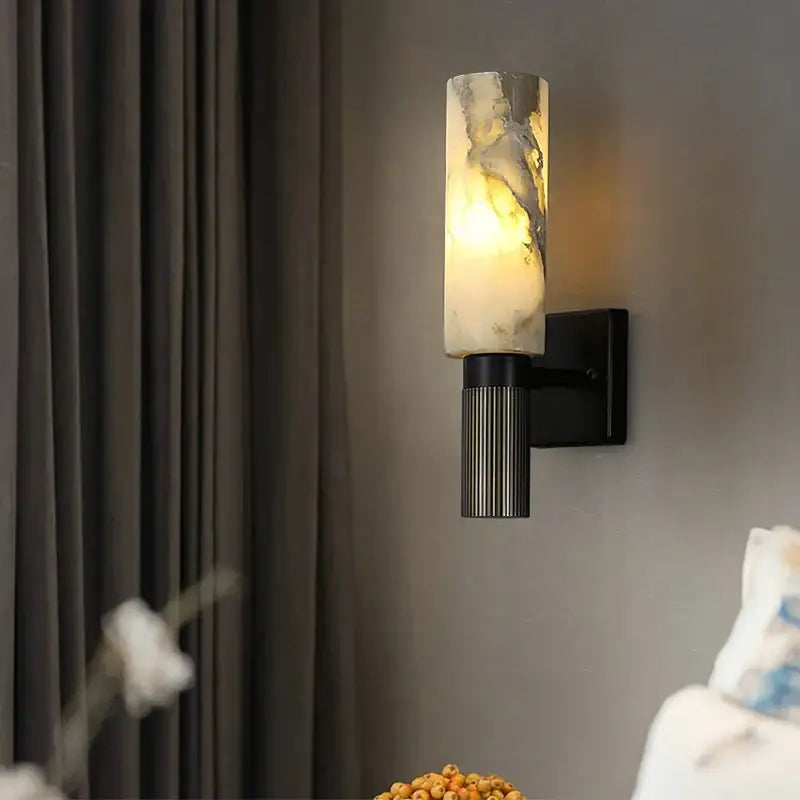 Onyx Copper Wall Sconce 34cm Marble