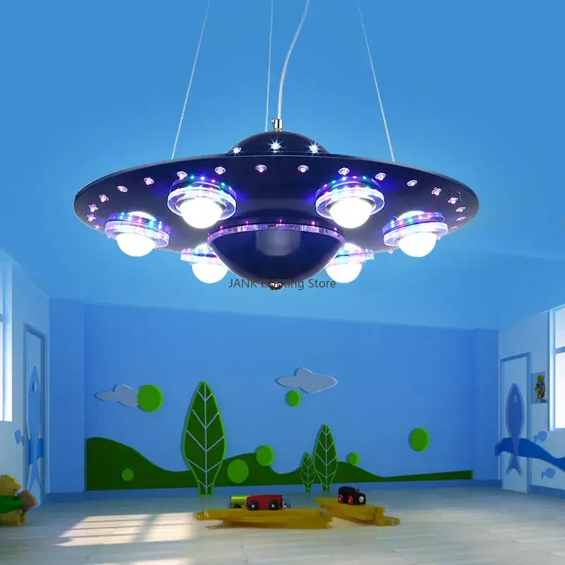 Blue Iron UFO Chandelier