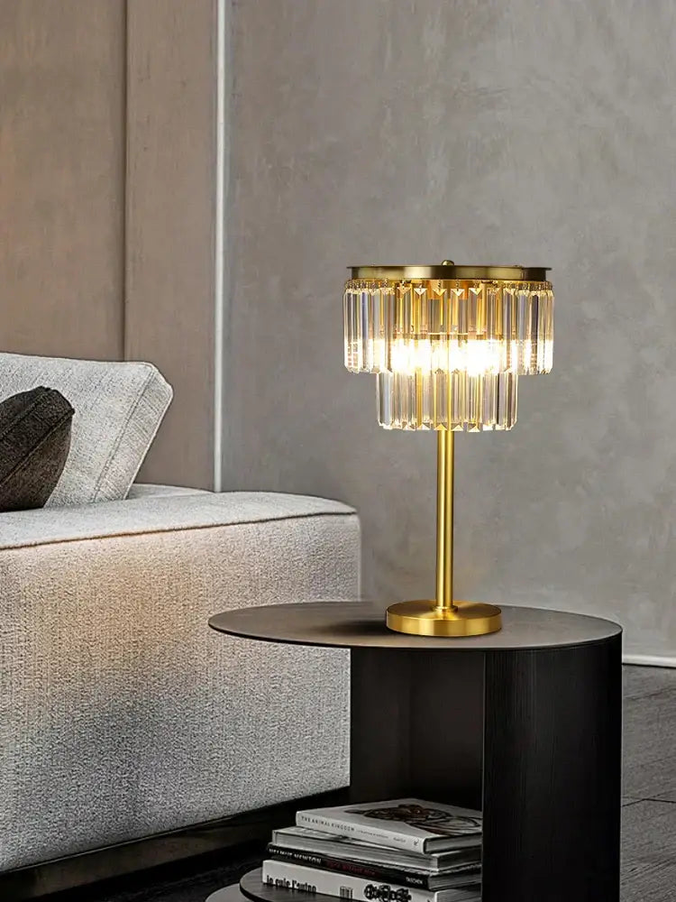 Gold Brass Crystal Floor Lamp