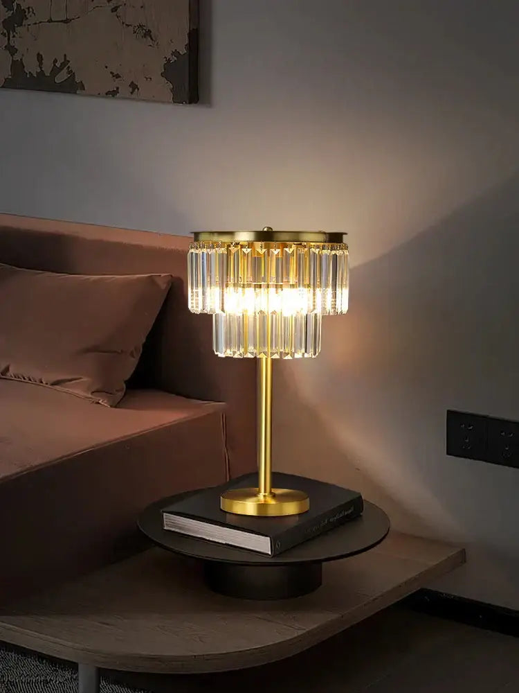Gold Brass Crystal Floor Lamp
