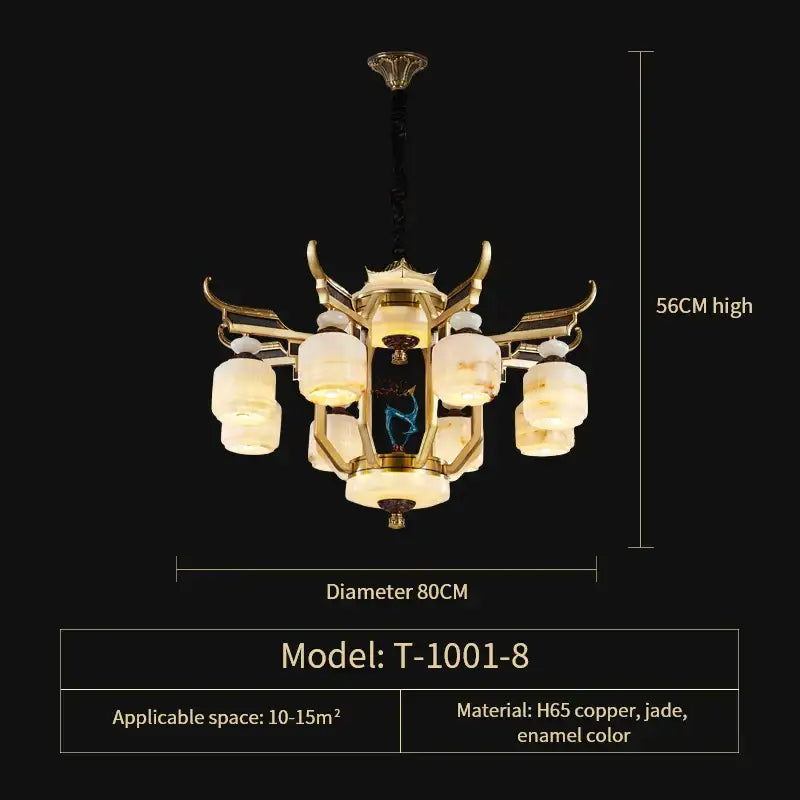 Gold Copper Jade Chandelier