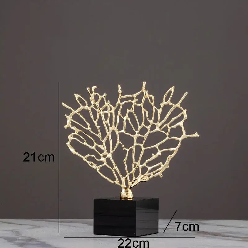 Gold Coral Crystal Sculpture