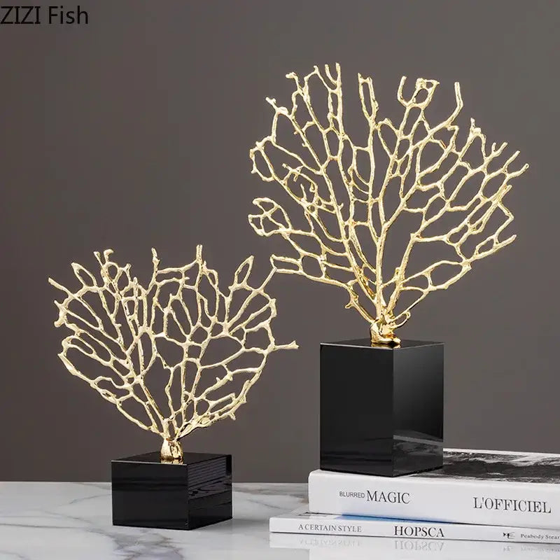 Gold Coral Crystal Sculpture
