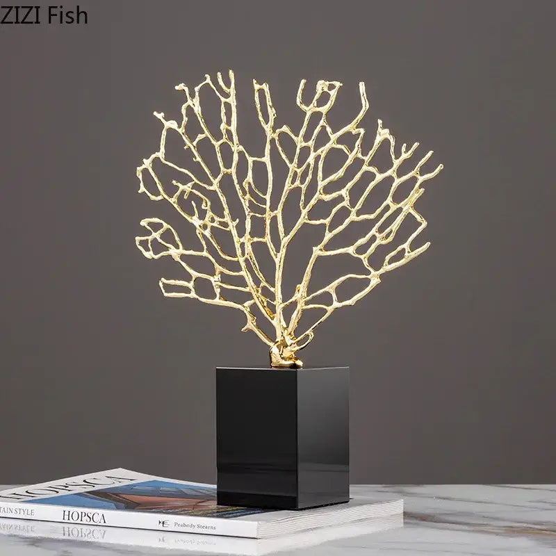 Gold Coral Crystal Sculpture