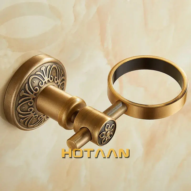 Brass Floral Cup Holder Towel Ring