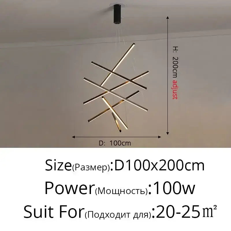 Black Aluminum LED Chandelier 9-Head