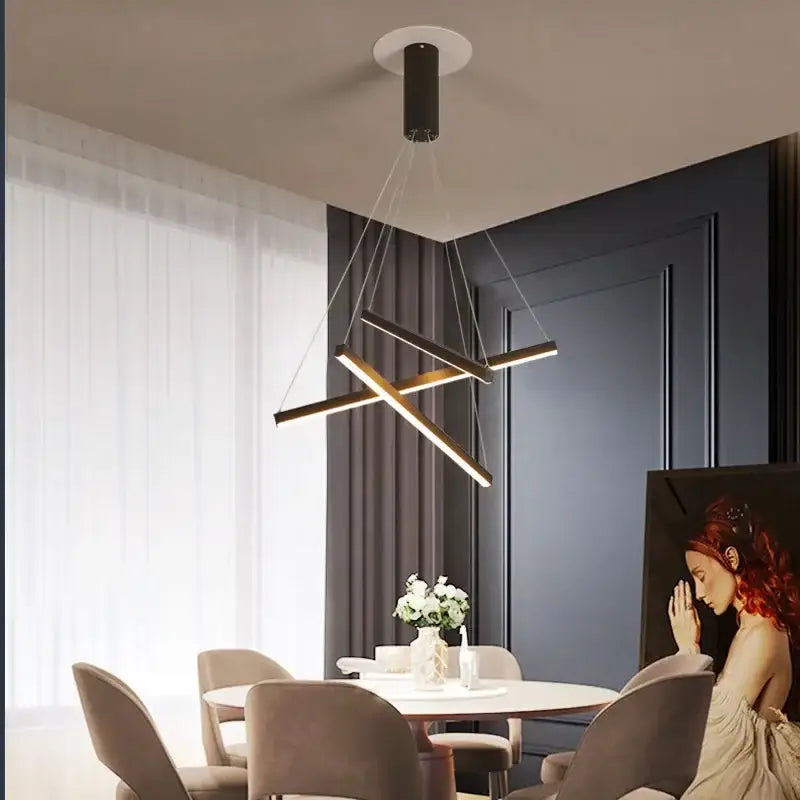 Black Aluminum LED Chandelier 9-Head