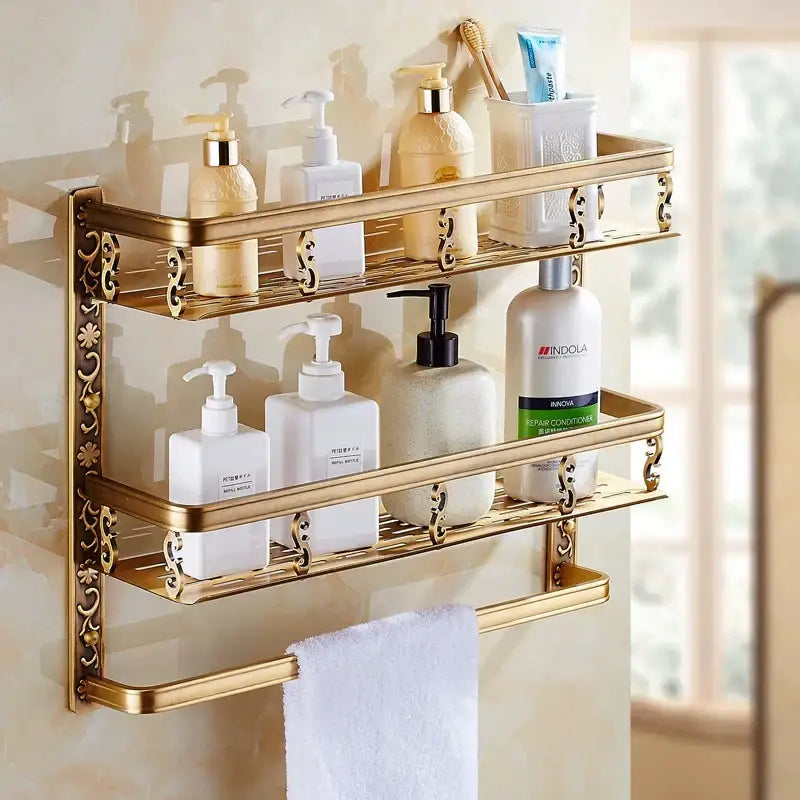 Gold Two-Tier Bathroom Shelf