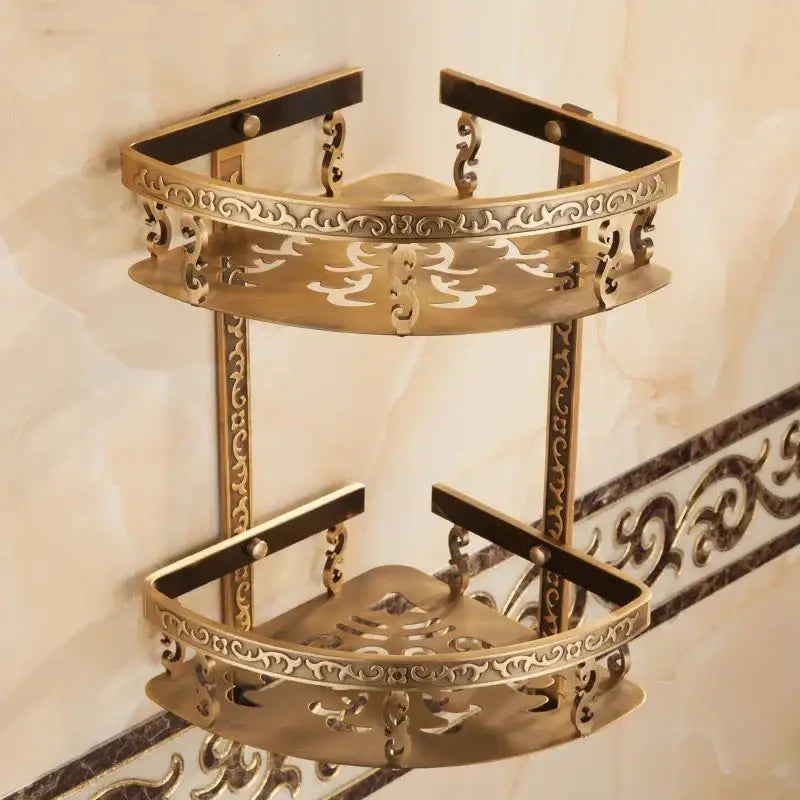 Gold Two-Tier Bathroom Shelf