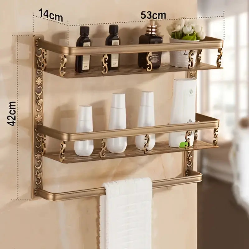 Gold Two-Tier Bathroom Shelf