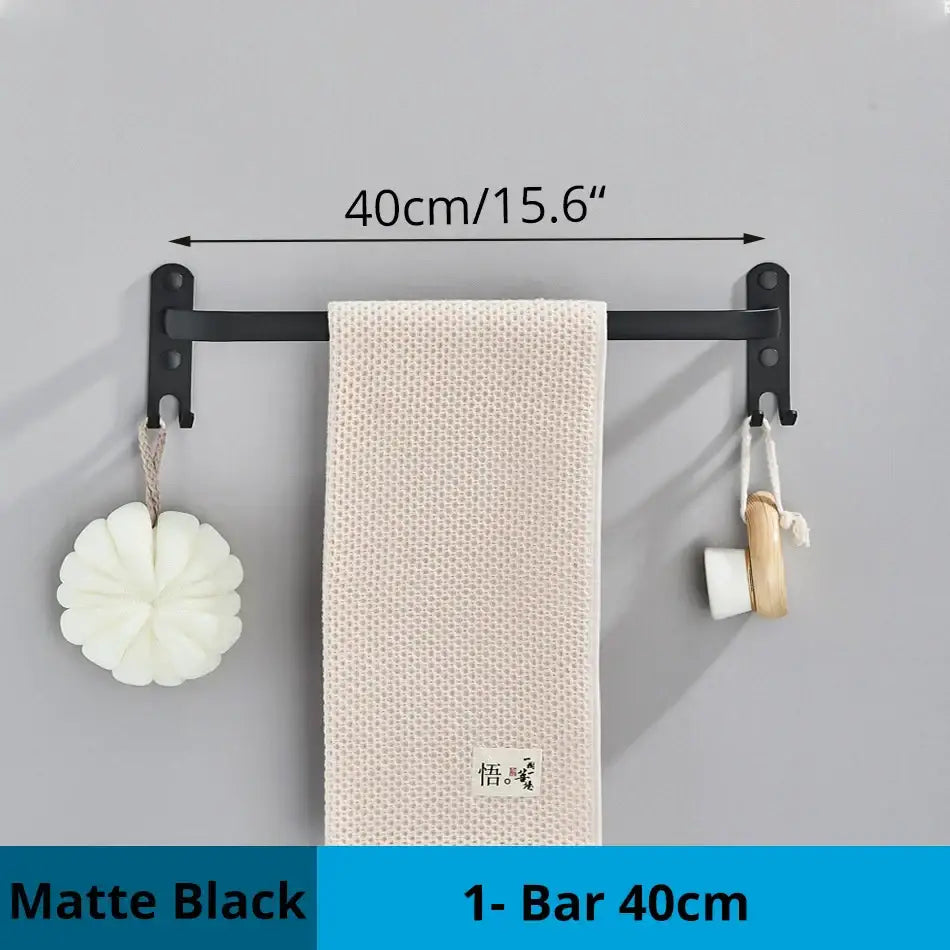 Black Aluminum Triple-Tier Towel Rack 50cm