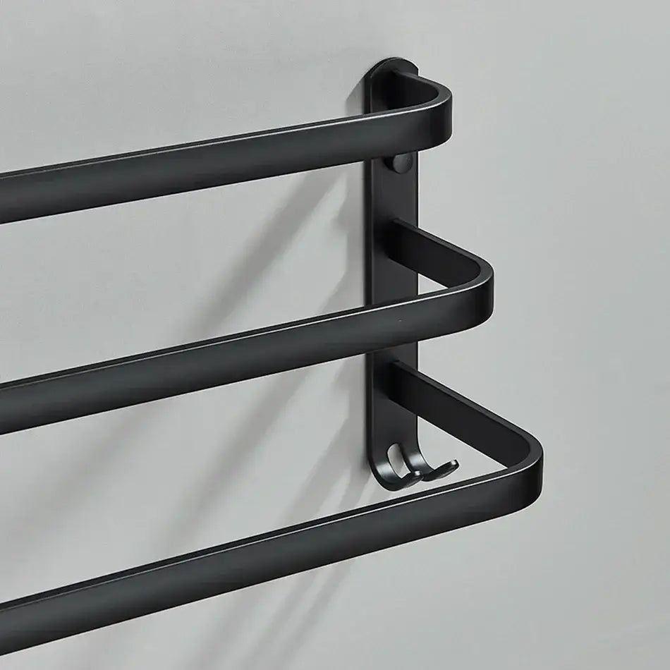 Black Aluminum Triple-Tier Towel Rack 50cm