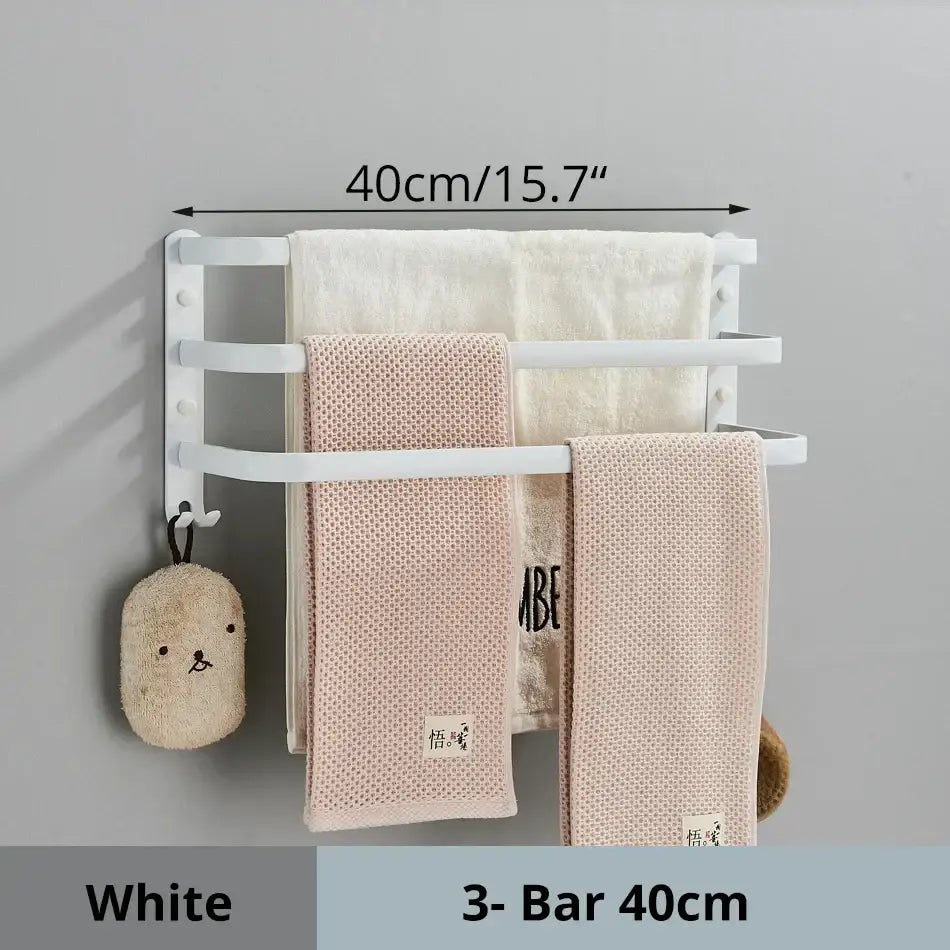 Black Aluminum Triple-Tier Towel Rack 50cm